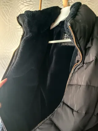Chaquetón Zara Basic Negro Talla S