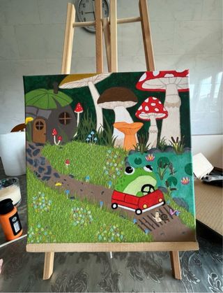 Cuadro ranita en coche