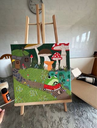 Cuadro ranita en coche