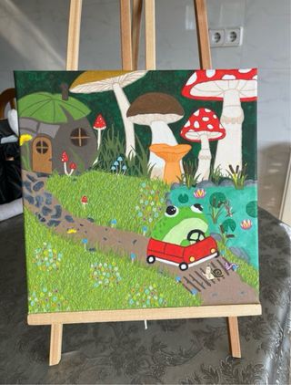 Cuadro ranita en coche