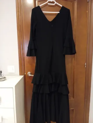Traje de flamenca, licra en negro, talla S.