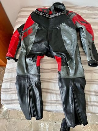 Traje Moto Dainese Mujer Piel Rojo/Negro