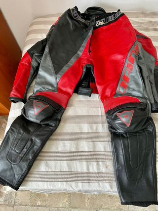 Traje Moto Dainese Mujer Piel Rojo/Negro