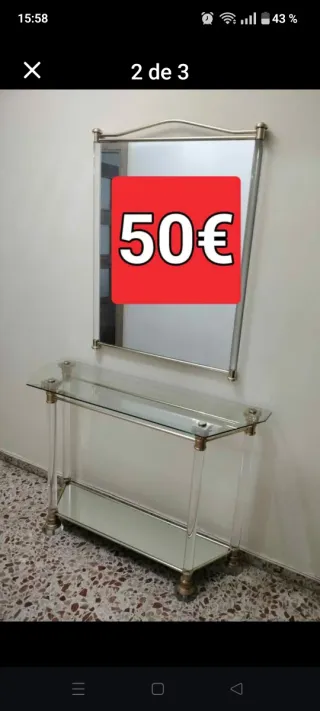 Mueble recibidor con espejo