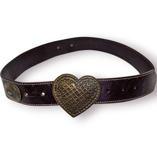 Cinto Pele Genuína CALEI Fivela Coração Vintage