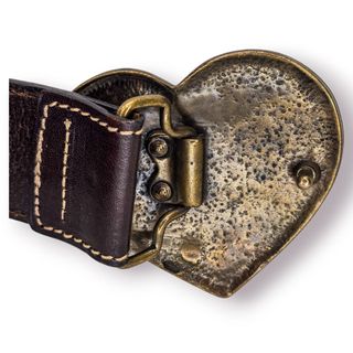 Cinto Pele Genuína CALEI Fivela Coração Vintage