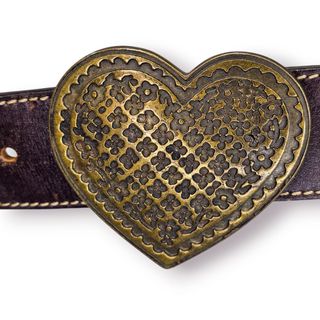 Cinto Pele Genuína CALEI Fivela Coração Vintage