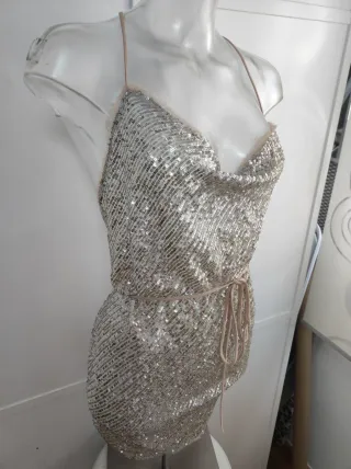 Top Zara lentejuelas asimétrico