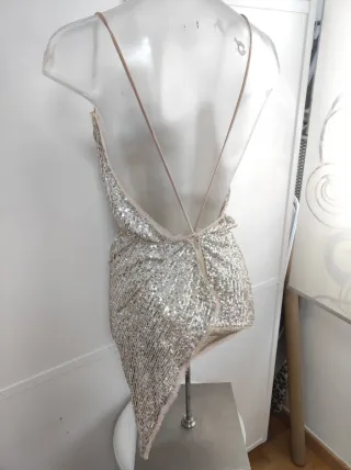 Top Zara lentejuelas asimétrico