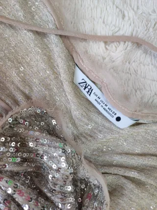 Top Zara lentejuelas asimétrico