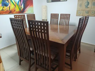 Mesa comedor madera con 8 sillas