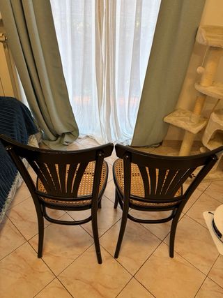 4 Sedie Thonet Italcomma in legno e rattan