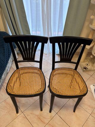 4 Sedie Thonet Italcomma in legno e rattan