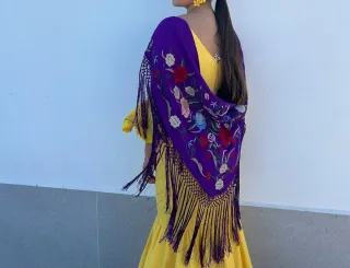 Vestido Flamenca Amarillo y Morado T. S
