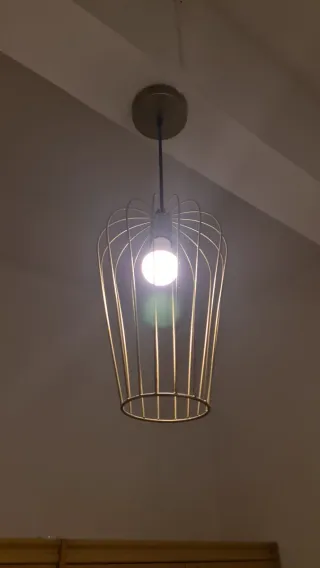 Lámpara Colgante Jaula Dorada