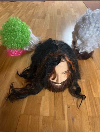 Peluca rosa y marrón