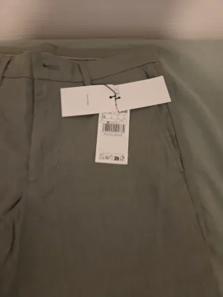 Pantalón Lino Slim Fit Mango Gris Talla XS