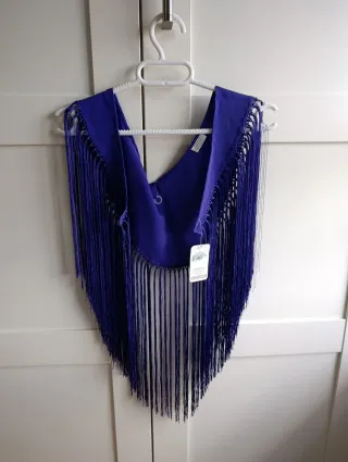 Mantoncillo Flamenco Morado con Flecos