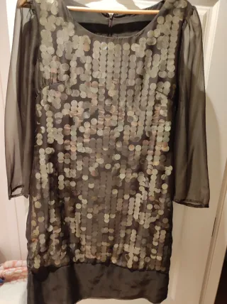 Vestido italiano lentejuelas negro/dorado