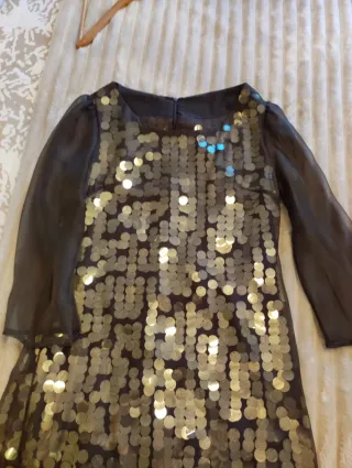 Vestido italiano lentejuelas negro/dorado