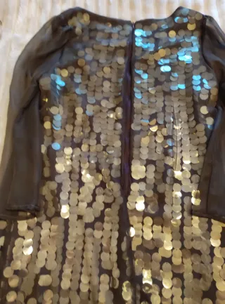 Vestido italiano lentejuelas negro/dorado