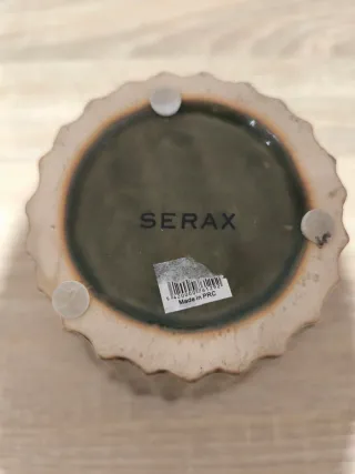 Jarrón de porcelana marrón y verde