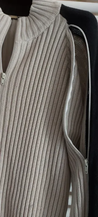 Cardigan uomo zip beige/nero taglia XL