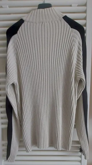 Cardigan uomo zip beige/nero taglia XL