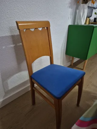 4 Sillas de Comedor Madera y Tela