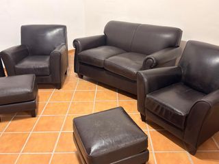 Sofá 2 plazas y 2 sillones imitación piel