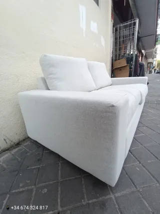 Sofá 2 plazas tela blanco