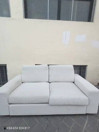 Sofá 2 plazas tela blanco
