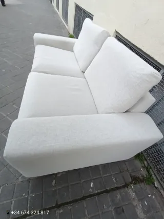 Sofá 2 plazas tela blanco