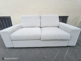 Sofá 2 plazas tela blanco