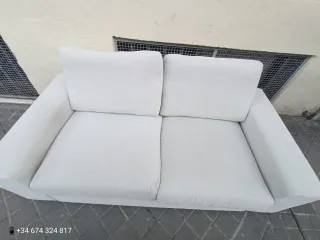 Sofá 2 plazas tela blanco