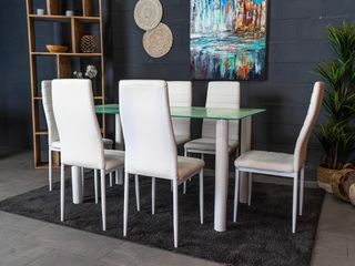 Conjunto de mesa con 6 sillas blanco