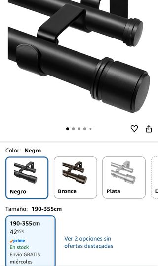 Barras de cortina negras con soportes