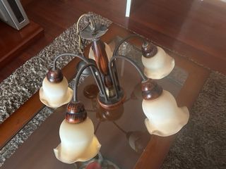 Lámpara de techo madera y cristal