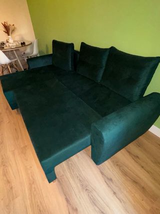 Sofá Cama Chaiselongue Terciopelo Verde