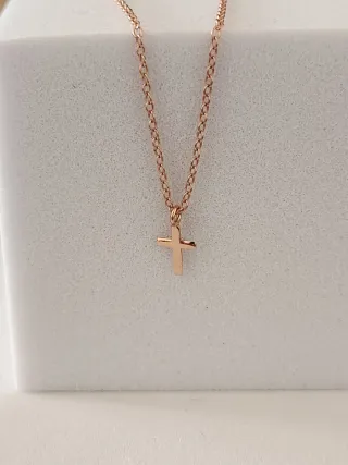 Collar cruz oro rosa plata