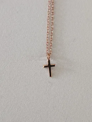 Collar cruz oro rosa plata