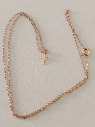 Collar cruz oro rosa plata