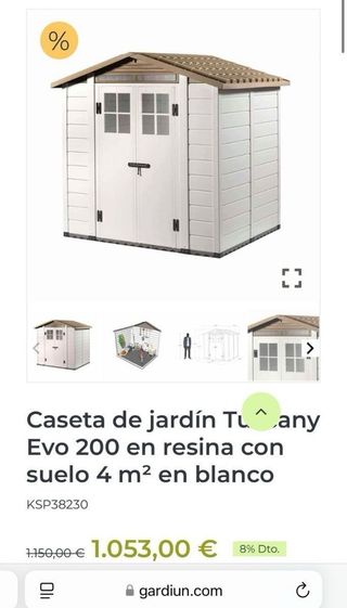 Caseta de jardín resina con suelo 4 m2