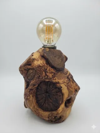 Lámpara madera olivo artesanal