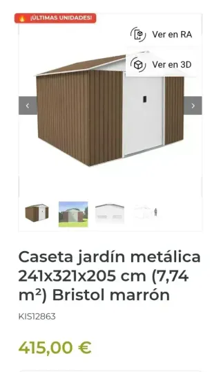 Caseta jardín metálica 7,74 m2 Bristol marrón
