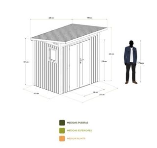 Caseta Kiosco jardín metálica 4.23 m2 Harz gris