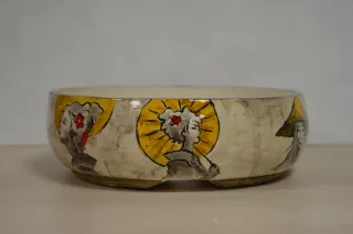 Maceta bonsai cerámica pintada