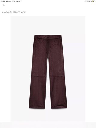 Pantalón Zara efecto ante burgundy/ burdeos