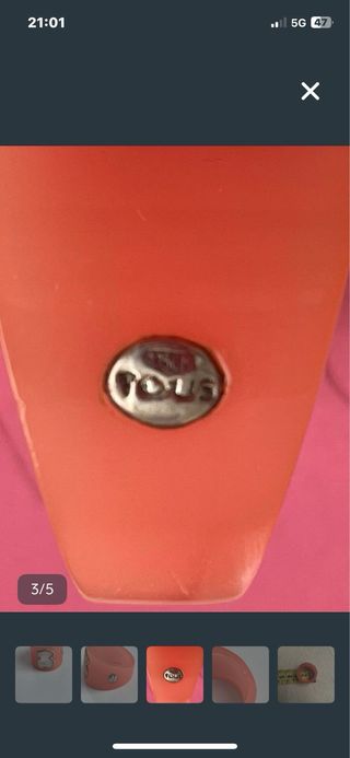 Anillo Tous Resina Naranja y Plata Original