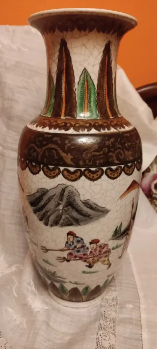 Jarrón chino antiguo de cerámica 37cm de alto